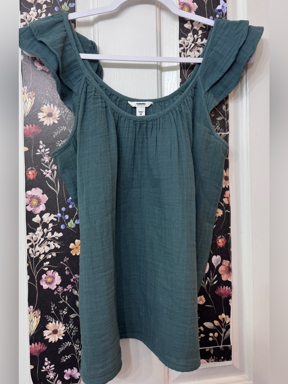 Soma Teal Flutter Sleeve Gauze Tank Top